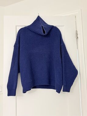 Free People Ribbed Turtleneck Sweater - Royal Blue